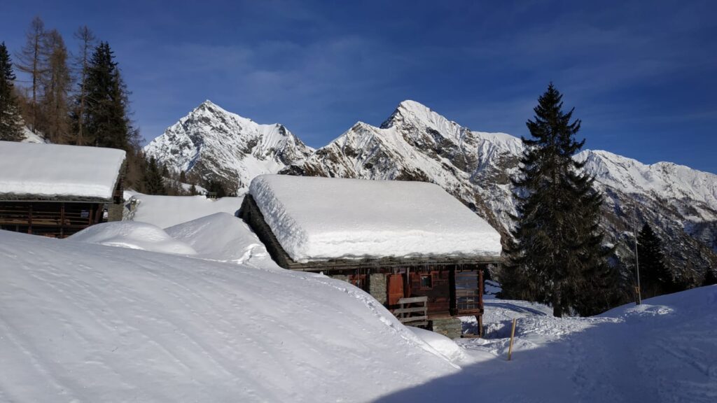 Otro in paesaggio invernale con il rifugio Zar Senni